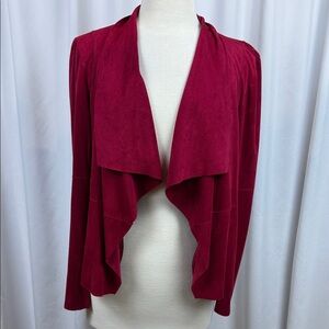 Bagatelle Collection Red Drape Faux Suede Jacket, Large
